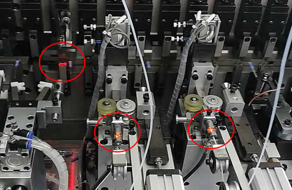 Fiber sensor for component and tube exhaust detect.