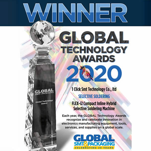 Congratulations to 1CLICKSMT winning Global Technology Award in selective soldering machine category